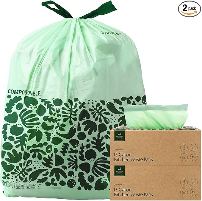Cleanomic Compostable* 13 Gallon Trash Bags
