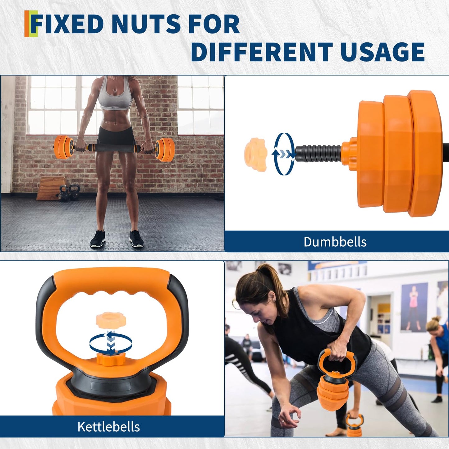 Adjustable Dumbbell Set, 88 LBS 4-In-1 Home Gym Weights with Connector As Dumbbell, Kettlebell,Barbell for Strength Training, Full Body Workout