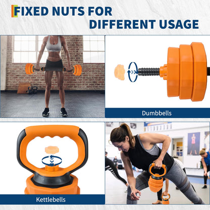 Adjustable Dumbbell Set, 88 LBS 4-In-1 Home Gym Weights with Connector As Dumbbell, Kettlebell,Barbell for Strength Training, Full Body Workout