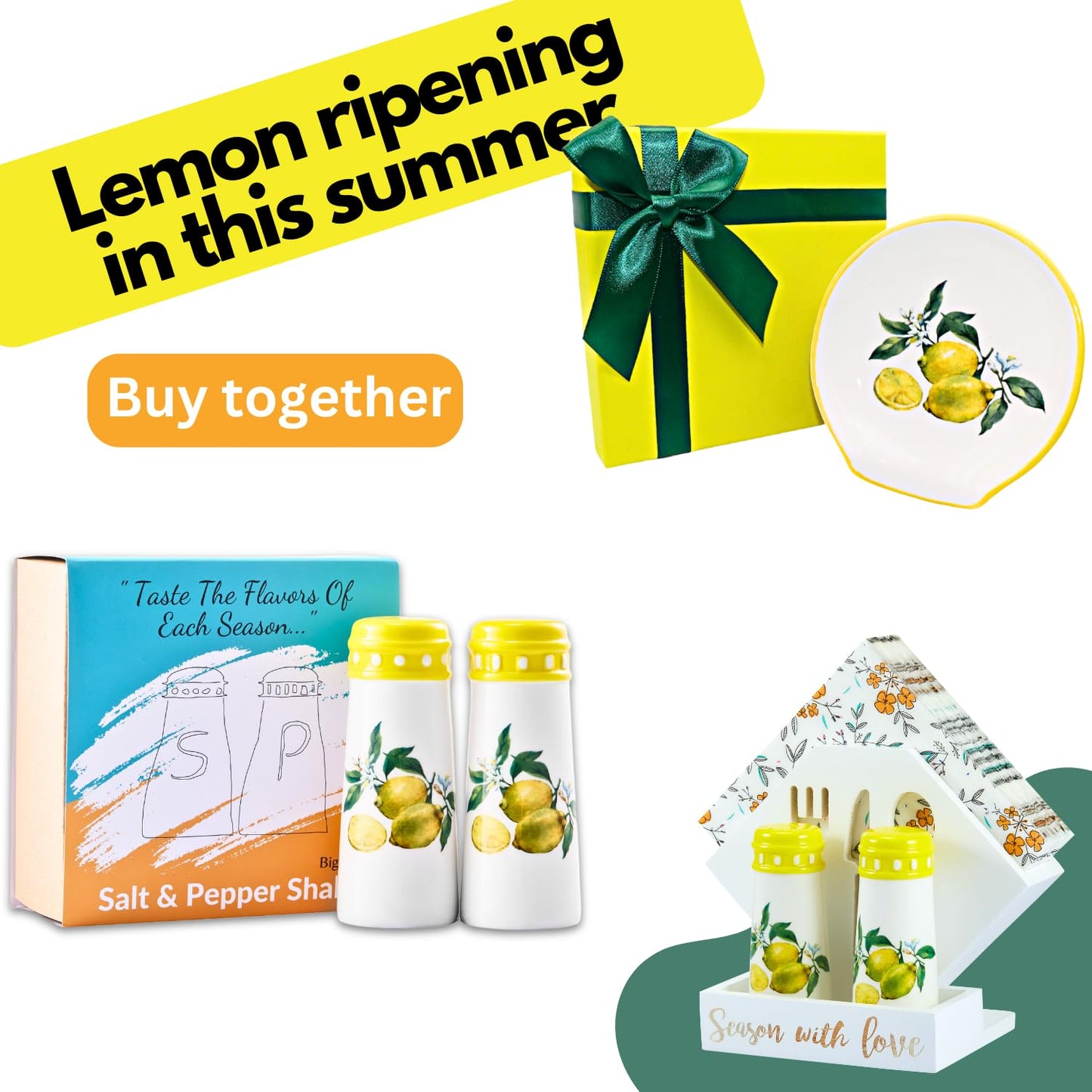 Lemon Kitchen Decor - Lemon Spoon Rest, Lemon Decor and Accessories Farmhouse Decorations for Kitchen, 5'' Ceramic Large Spoon Rest for Stove Top Utensil Holder Counter - Lemon Christmas Gifts