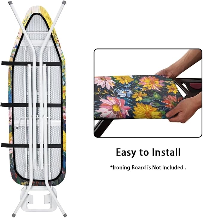 Cat Colorful Flowers Ironing Board Cover