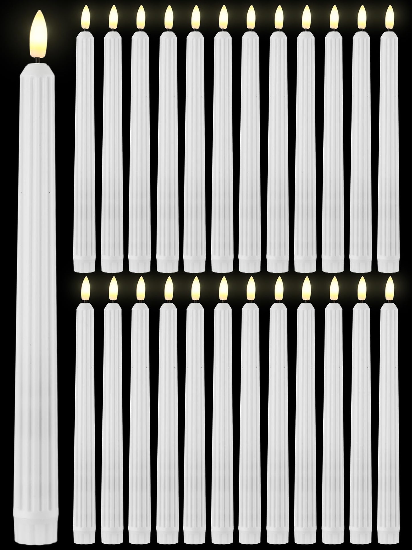 Treela 36 Pieces Flameless Taper Candles Flickering Faux LED Battery Operated Electric Fake Candles for Christmas Halloween Birthday Wedding Party(White,0.8x11 Inches,Roman Column)