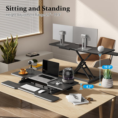 JYLH JOYSEEKER 42 inch Standing Desk Converter, Height Adjustable Desktop Standing Desk with Keyboard Tray for Two Monitors, Sit to Stand up Desk Riser Computer Workstation for Home Office, Black