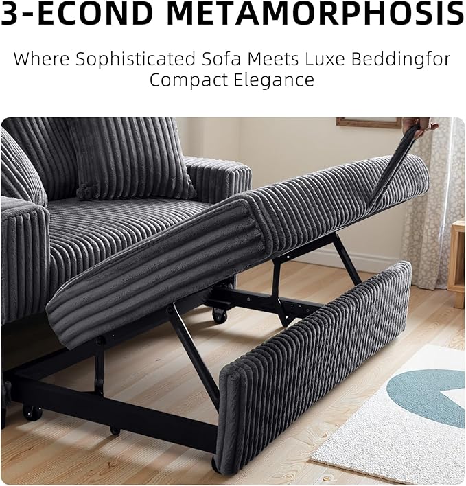 3 in 1 Convertible Sofa Bed，52.8" Pull Out Couch