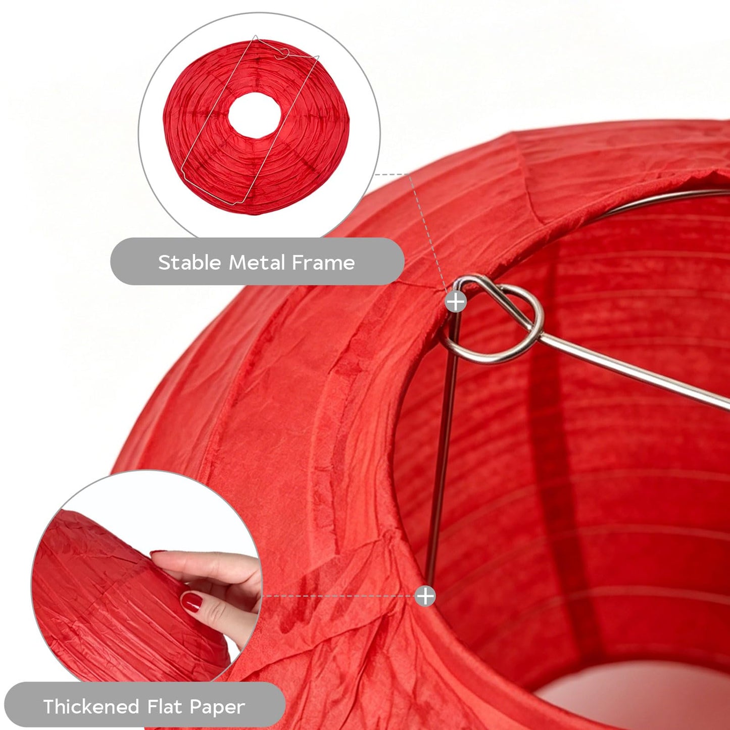 AimtoHome Paper Lanterns Set (10 Pcs)- 8/10 Inch Royal Blue, Red, White, Gold & Silver Round Hanging Paper Lanterns for Wedding, Birthday, Patriotic Holiday, Party Decor, Baby Showers & Home Accents