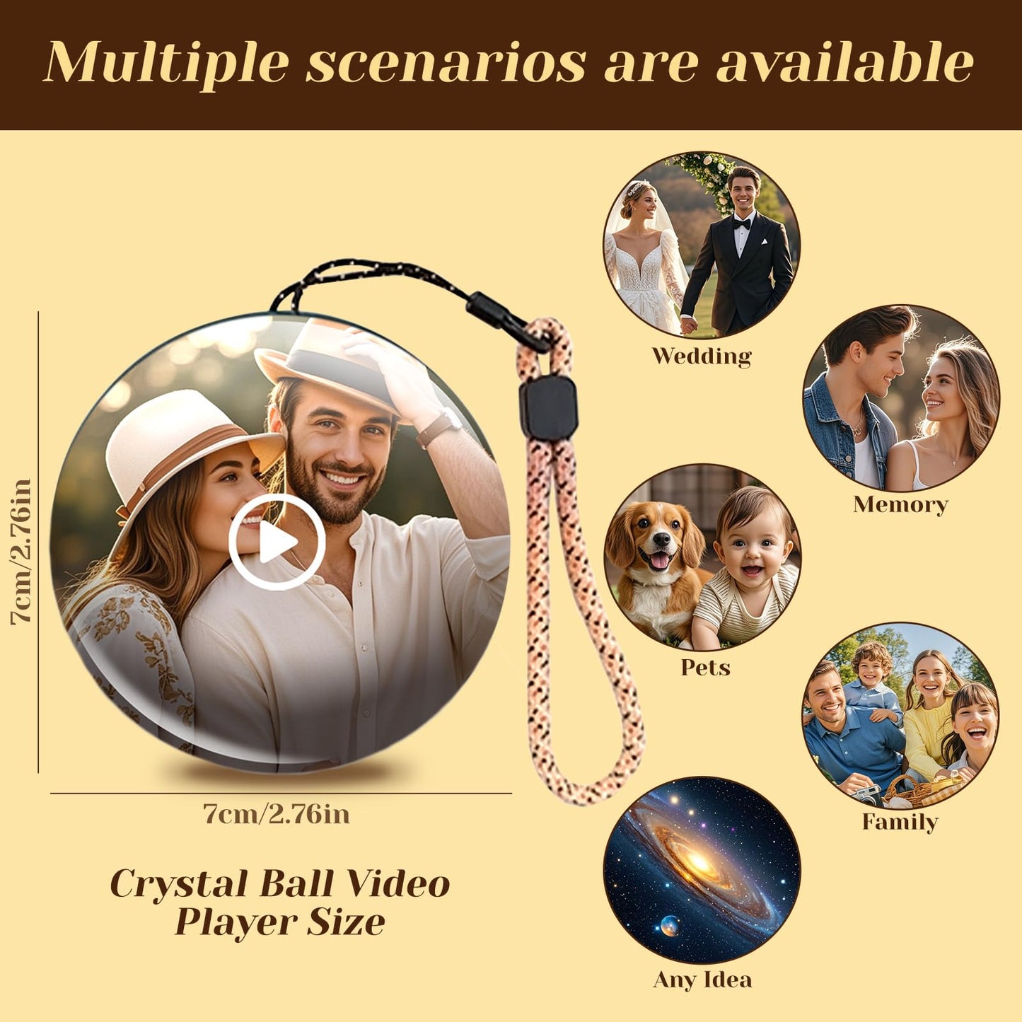 LOCZAR Memory Sphere Lamp, Crystal Ball Video Player 2.8" Memory Orbs Ornament 4GB Uploadable Videos & Photos, Personalized Unique Desk Night for Couples Friends Birthday Christmas (White Memory Orb)