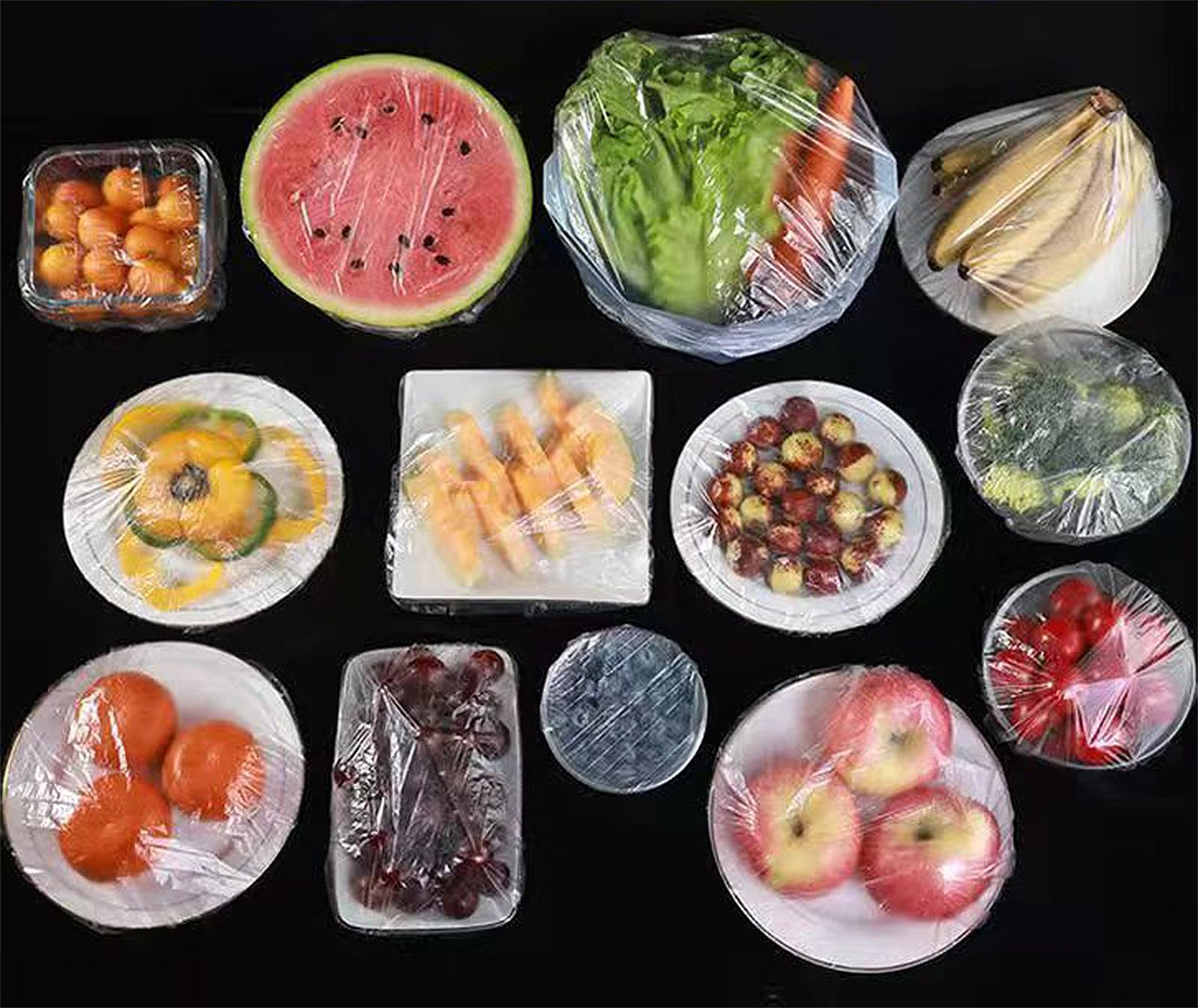 300PCS Disposable Bowl Covers Canning Lids, Disposable Bowl Covers Food Cover Stretch Edging, Flexible Storage Packaging for Storage Containers, Plastic Lids for Disposable Cling Bags for Household