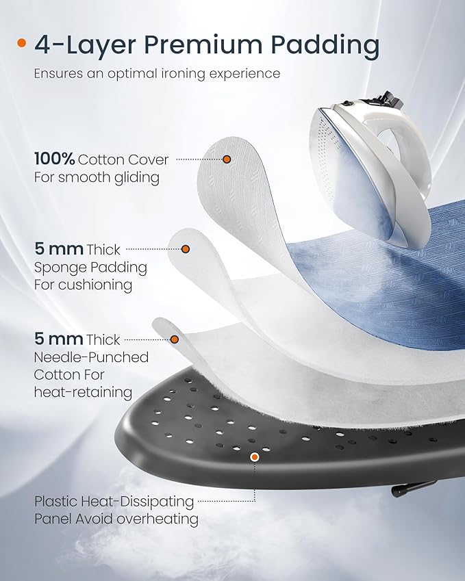 SONGMICS Ironing Board, Foldable Iron Board, Height Adjustable up to 35 Inches