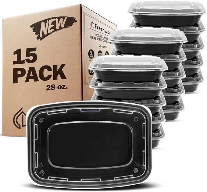 Freshware Meal Prep Containers 15 Count Compartment Food Storage Containers