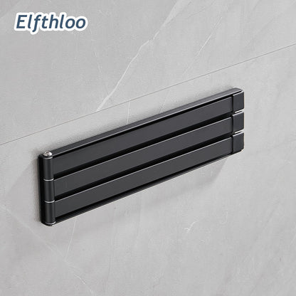 Small Swivel Foldable Towel Rack, Elfthloo 24cm(9.45 in) Rotating 3-Arm Towel Bar Rod, Space Saving Wall Mounted Holder, Stainless Steel Swing Out Hanger for Bathroom, Kitchen (1 Pack, Matte Black)