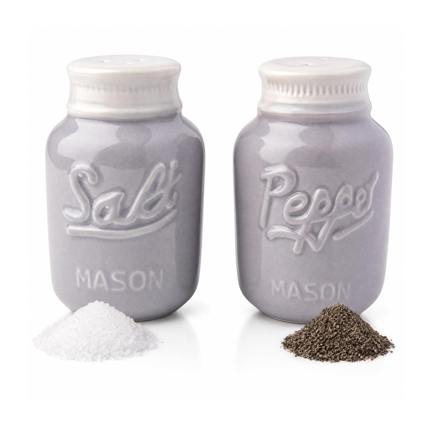 Comfify Grey Mason Jar Salt and Pepper Shakers – 3.5 oz Modern Farmhouse