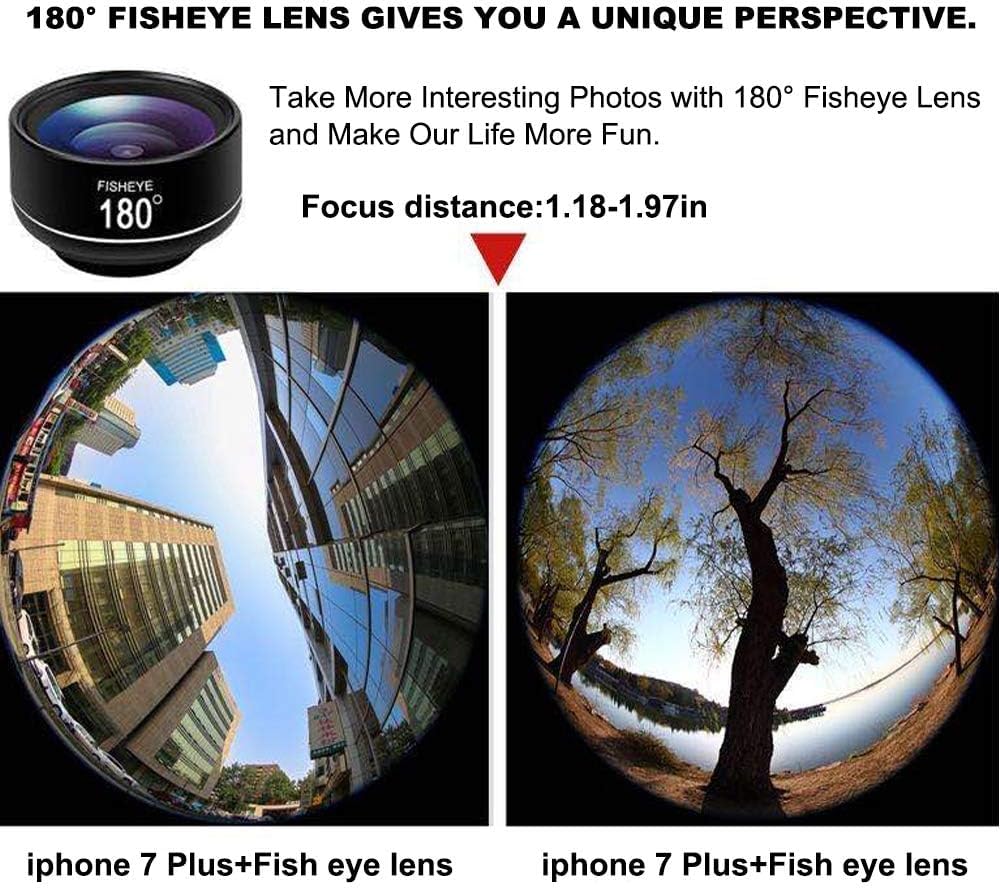 180° fisheye Lens for iPhone Samsung Google Android Smartphone,with Clip,Cell Phone Lens,anamorphic Lens,Funny Pictures