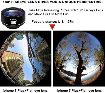 180° fisheye Lens for iPhone Samsung Google Android Smartphone,with Clip,Cell Phone Lens,anamorphic Lens,Funny Pictures