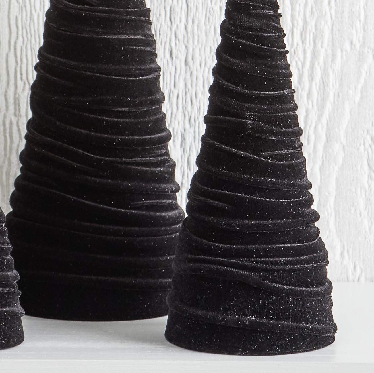 Your Heart's Content Black Velvet Trees Set of 3, Handcrafted Mantel Decor, Christmas Tree Tablescape, Holiday Table Centerpiece, Minimalist Shelf Sitter, Elegant Gift for (Black)
