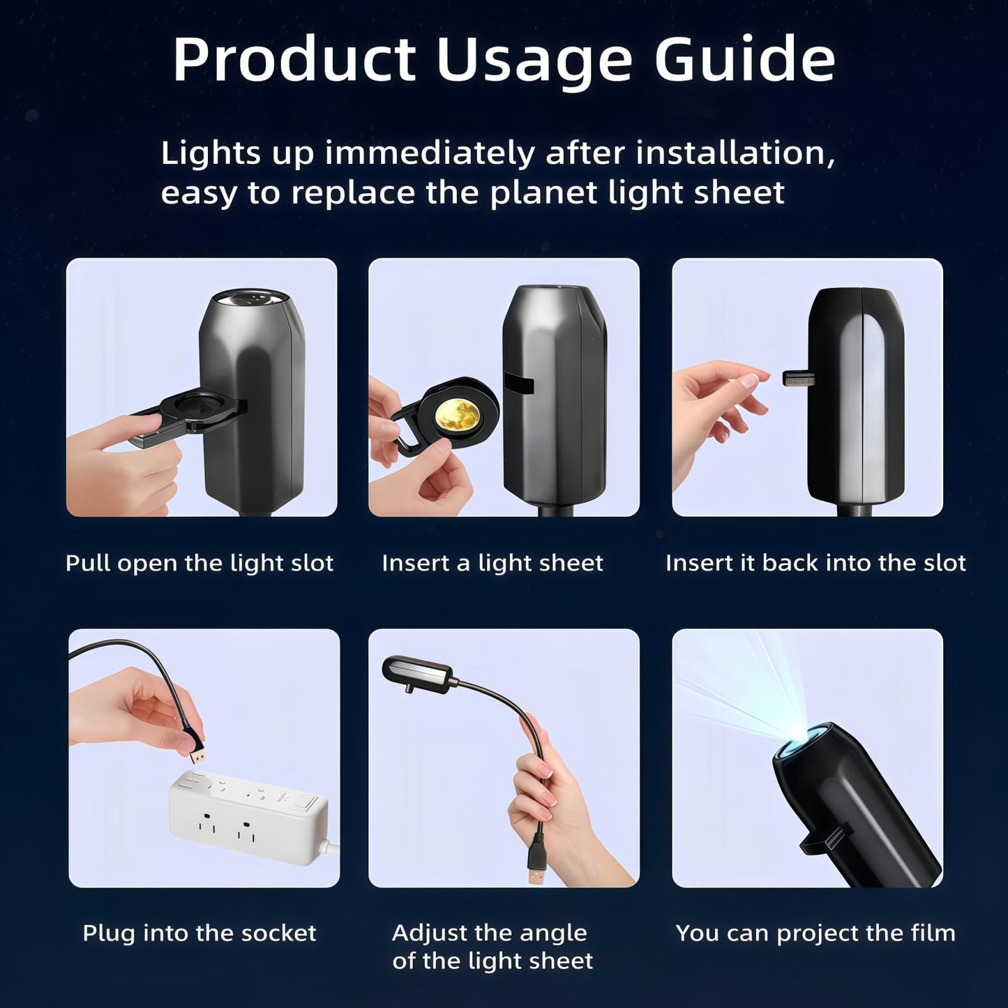 Christmas Ambience Projector Light with 10 Festive Pattern Lenses, LED Holiday Night Light Display, USB Powered Indoor Decoration for Home and Party