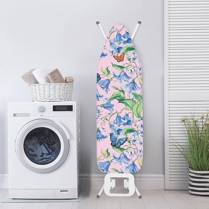 Blue Flower Butterfly Ironing Board Cover and Pad Standard Ironing Board Cover
