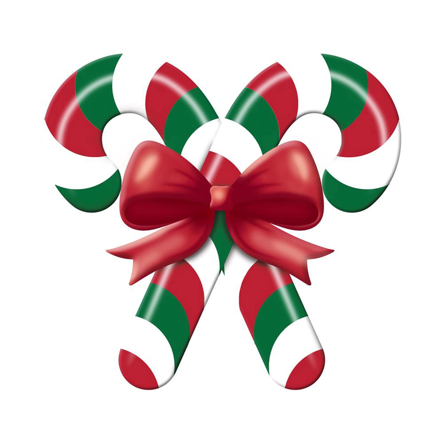 Embossed Metal Candy Cane Sign with Bow For Christmas Wreaths, Tree Toppers, Center Pieces, Floral Arrangements, Decorations, and Crafts (Emerald Green, Red, White, 13" L x 12" H)