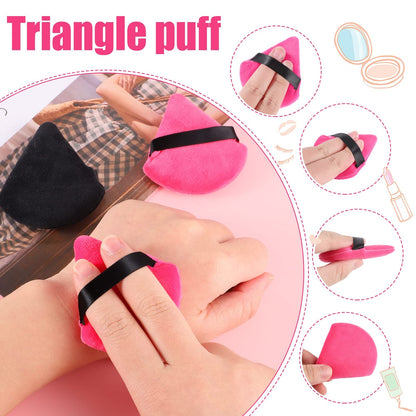Pimoys 12 Pieces Powder Puff Face Triangle Makeup Sponge for Loose Powder Setting Powder Velour Foundation Blender Sponge Beauty Makeup Tool, Black