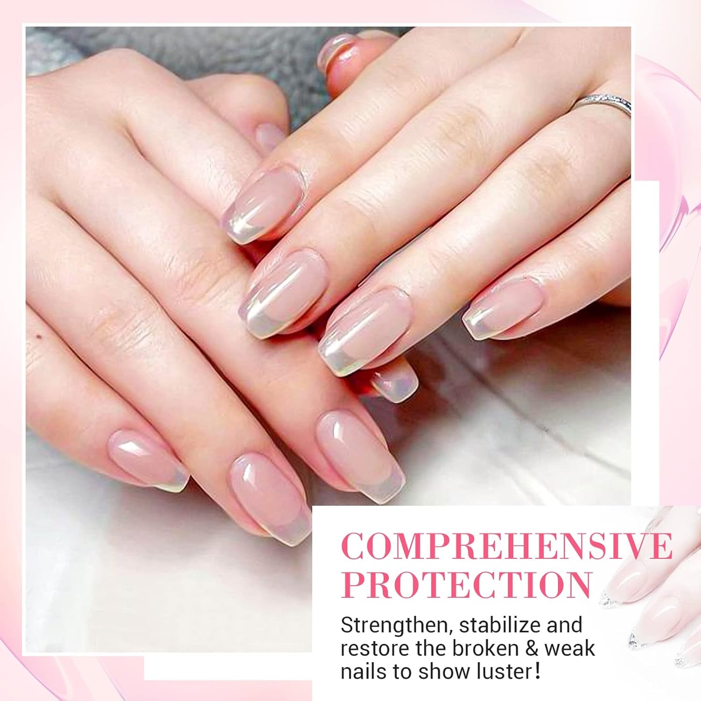 AZUREBEAUTY Nail Repair Kit Transparent Crystal for Broken Cracked Split Weak Nails, Ideal Solution Emergency Easy Quick Fix Dip Powder 28 g 1 Oz Quick-Drying Repair Glue 10 ml Nail File Nail Buffer
