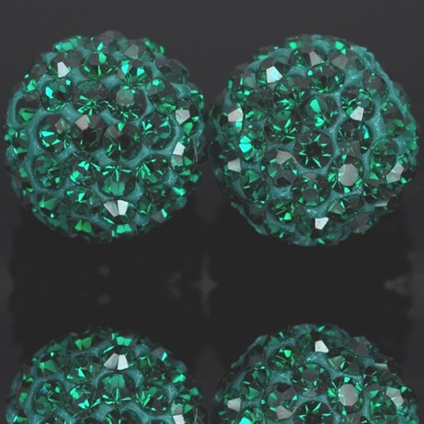 RUBYCA Pave Czech Crystal Disco Ball Clay Beads fit Shamballa Jewelry (100pcs, 10mm, Emerald Green)
