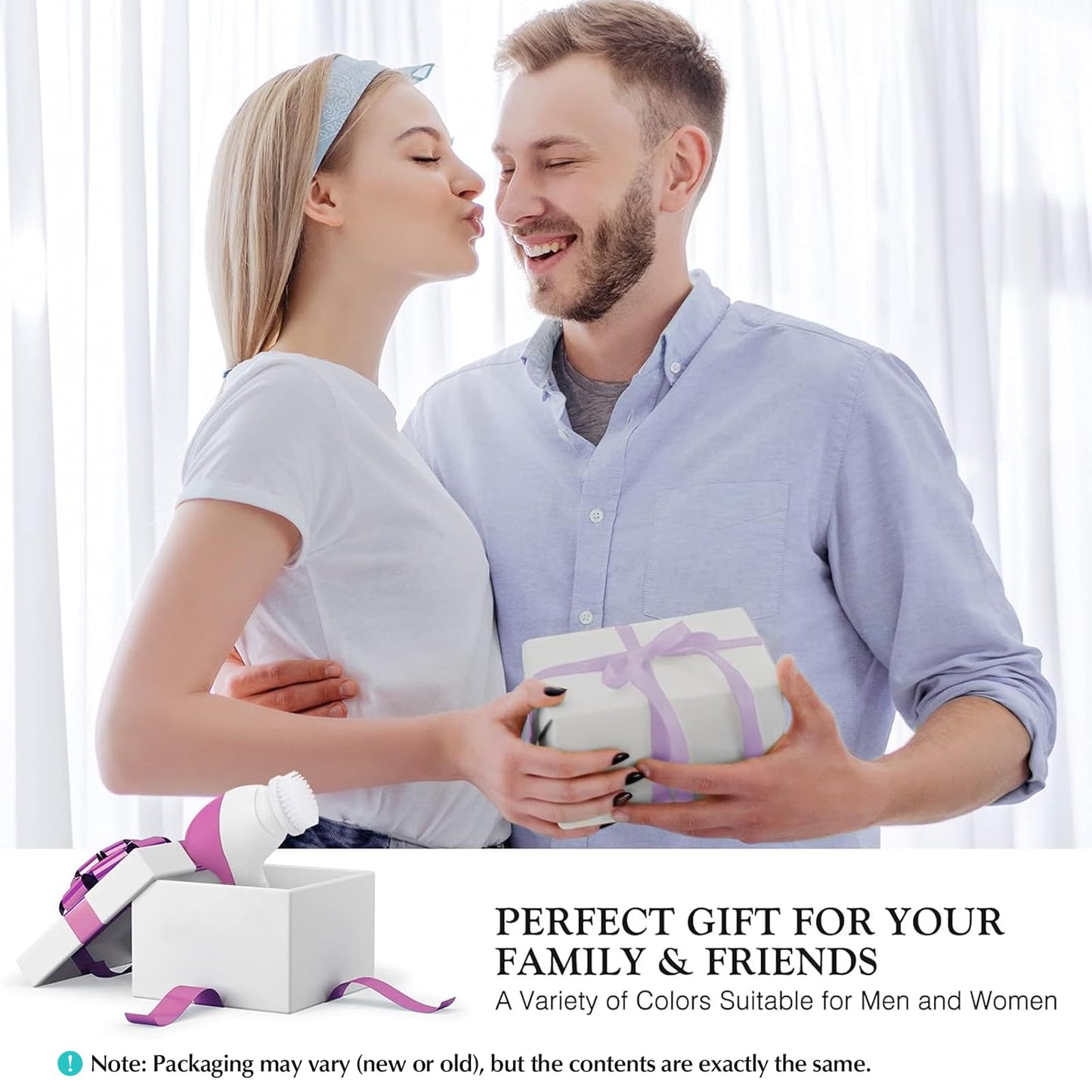 COSLUS Facial Cleansing Brush Silicone Face Scrubber: 2 in1 FBS-D Electric Exfoliating Massage Device Waterproof Deep Cleaning Exfoliation Rotating Spa Machine - Electronic Skin Care Wash Clean System