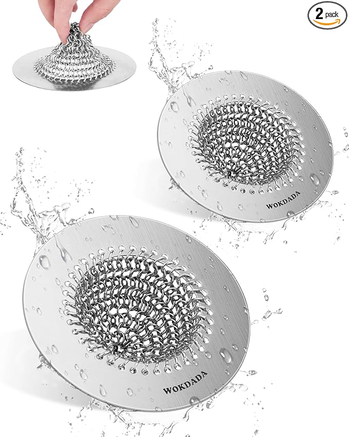 2 PCS Kitchen Sink Drain Strainer, Flippable Mesh Sink Strainer, 304 Stainless
