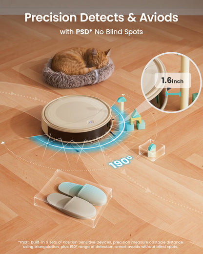 Lefant M310 Robot Vacuum Cleaner-4500Pa Suction, PreciSense Obstacle Avoidance, Brushless Motor, Quite, Slim, 160Mins, Self-Charging Robotic Vacuum, App/Wi-Fi/Alexa, Ideal for Pet Hair Hard Floor