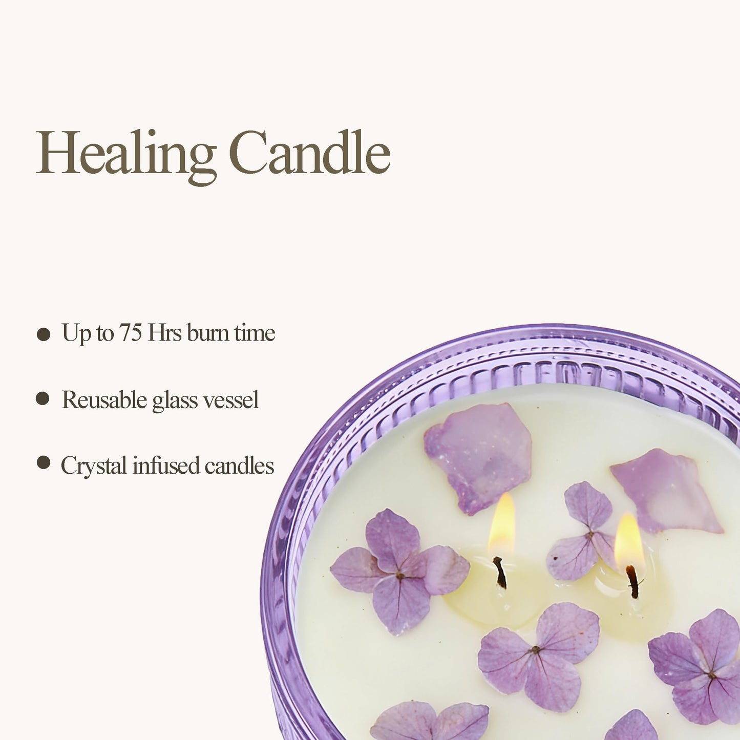 Chloefu LAN Purple Crystal Candles Lilac & Violet Candle for Home Scented, Non-Toxic, Unique Meditation Spiritual Gifts, 14 oz, Valentines Day Gifts for Mom Friends Wife Sister Stocking Stuffers