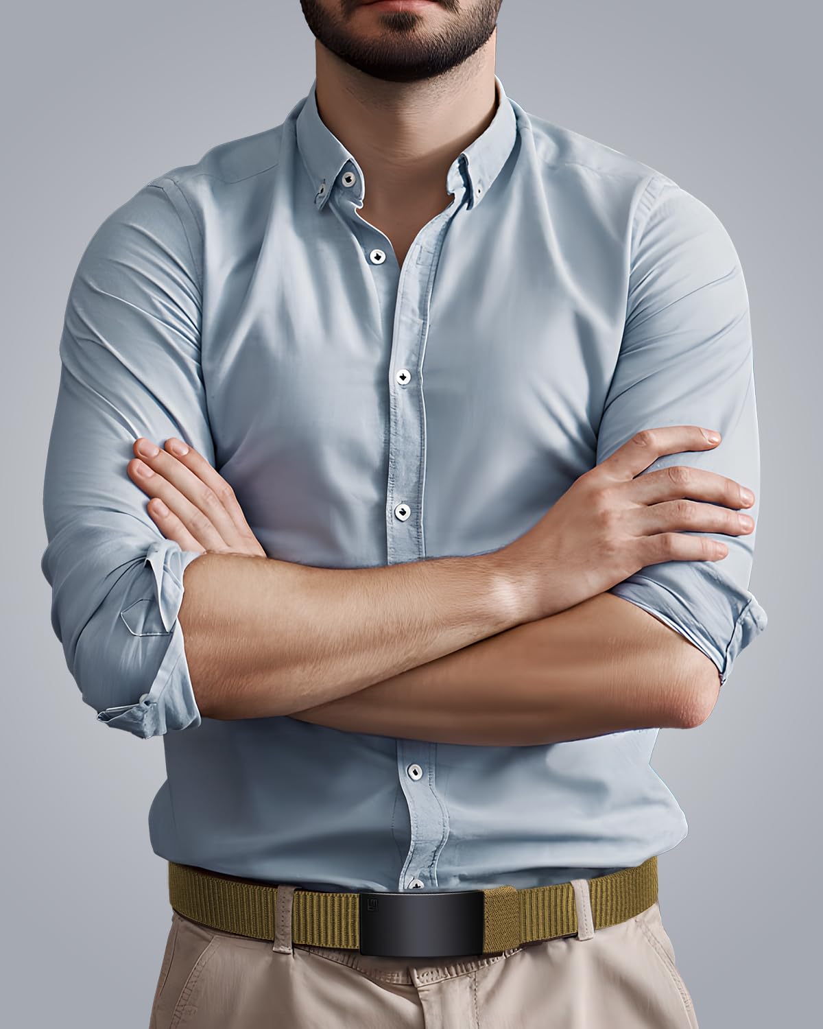 FAIRWIN Men's Ratchet Web Belt,1.25 inch Nylon Automatic Buckle,No Holes Invisible Belts for Men Jeans Pants