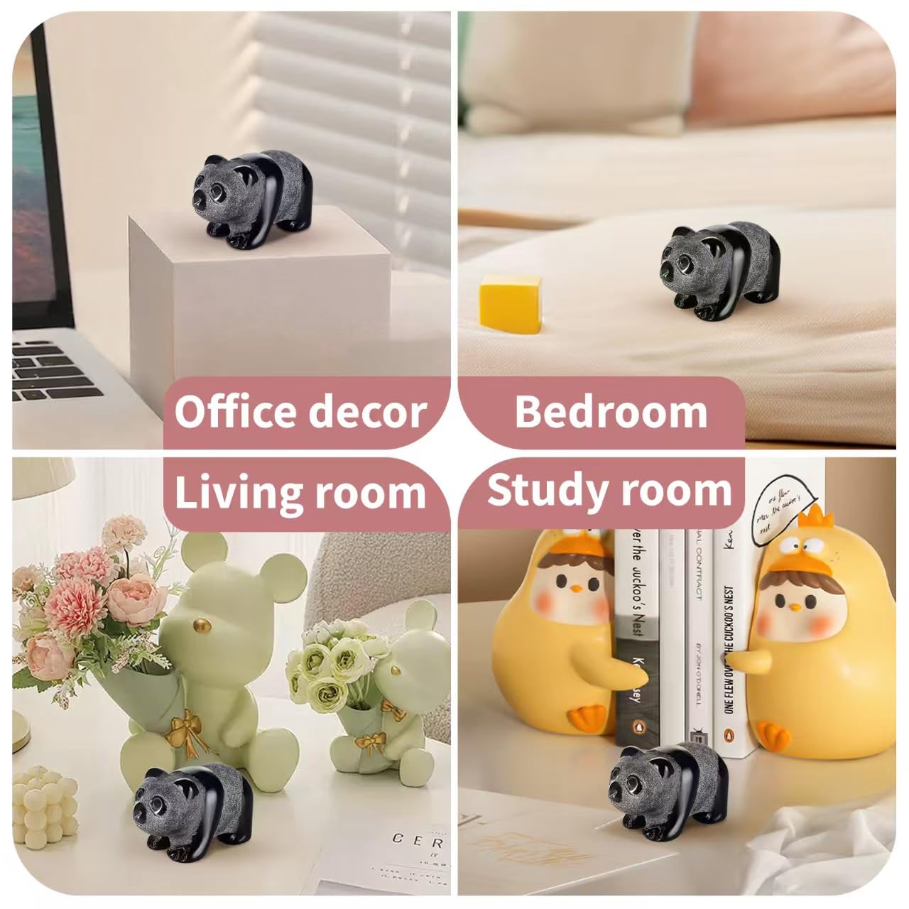 Bosfante 2" Obsidian Panda Figurine for Harmony& Resilient Gentleness,Panda Bear for Quiet Power of Nature,Panda Decor for Homes&Offices