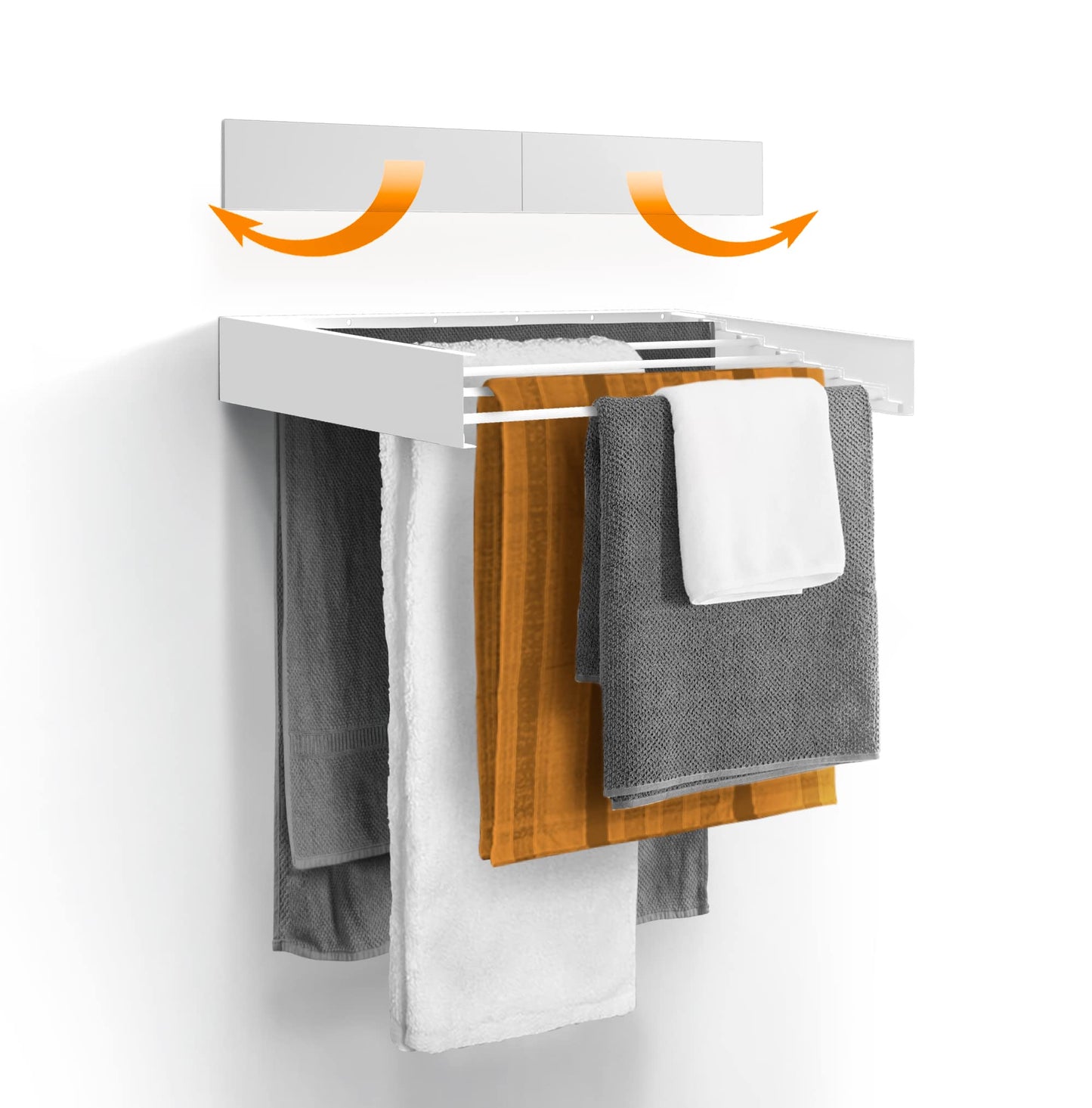 Urban Nouk Clothes Airer - Wall Mounted - Retractable - Clothes Airer Foldable for Indoor or Outdoor Use - Space-Saving Compact Slim Design (70 cm White)