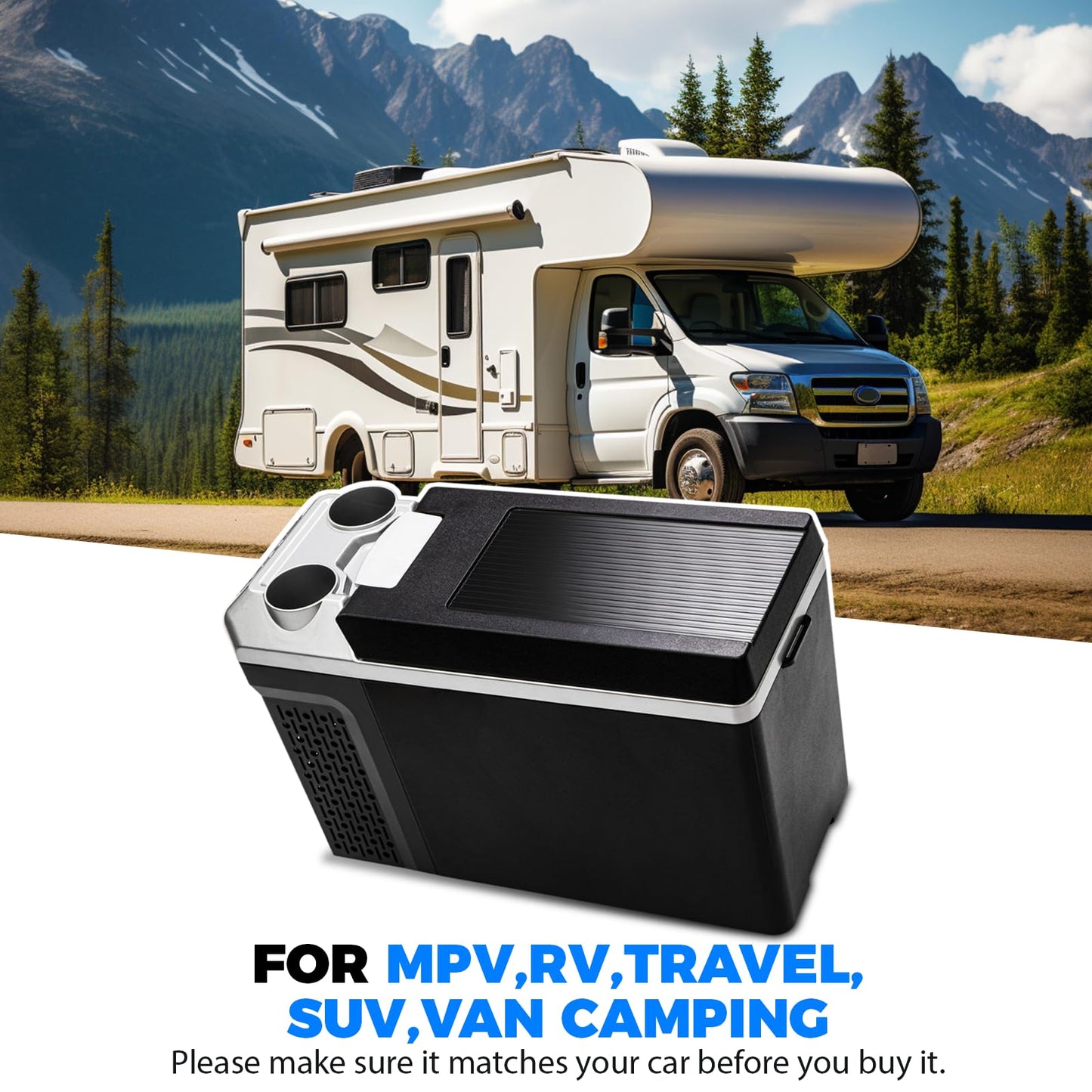 Center Console Fridge with Bluetooth APP Control,Car Refrigerator 16QT Portable Freezer Compressor Cooler (0°F ~ 64°F”),Car Refrigerator RV Fridge 12/24V DC&110V AC for MPV,RV,Travel,SUV, Van Camping