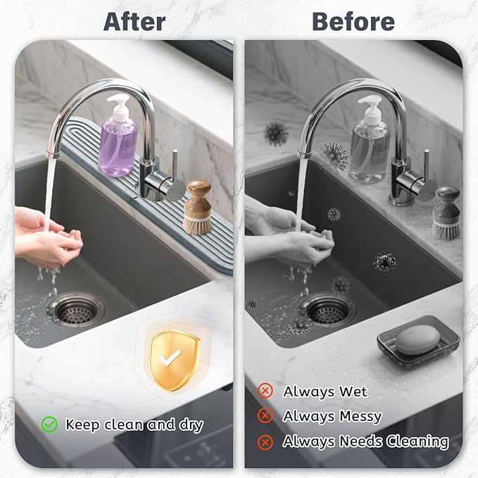 2 Set/4PCS Faucet Mat for Kitchen Sink Splash Guard Faucet Mat Absorbent