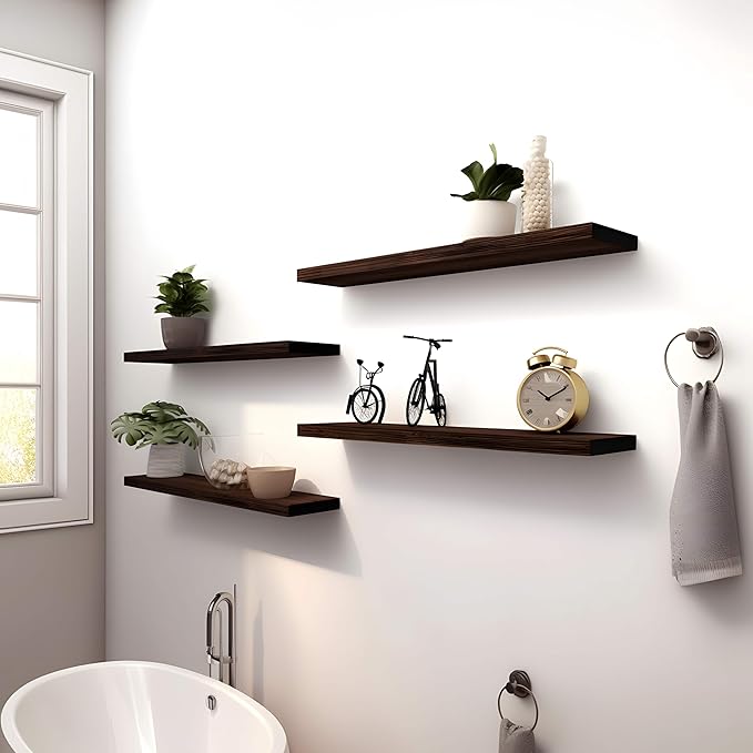 YYWUOJJ Wood Floating Shelves for Wall Decor, Rustic Wall Shelves for Bedroom