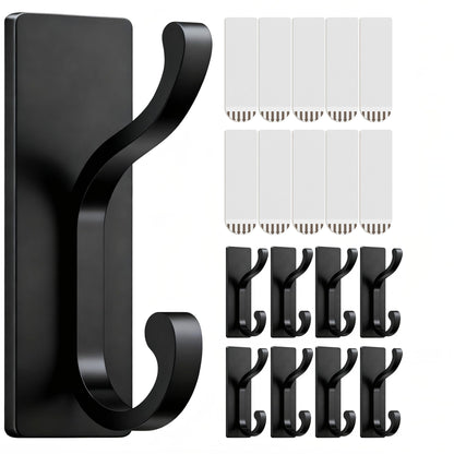 pickpiff Wall Hooks with Adhesive Strip - Easy to Remove, No Residue, Strong Heavy Duty Sticky Towel Hook, 8 Pack Black