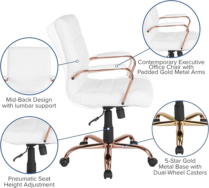 Flash Furniture Whitney Mid-Back Swivel LeatherSoft Desk Chair