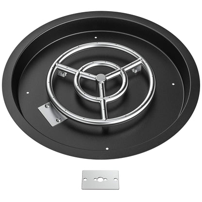 Skyflame Round Fire Pit Burner Pan Fire Bowl with Burner Ring - Drop-in Style - Made of Stainless Steel - 19 inch
