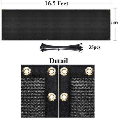 DearHouse Balcony Privacy Screen Cover, 3.5ft x16.5ft Privacy Screen Balcony Shield for Porch Deck Outdoor Backyard Patio Balconys, Includes 35 pc Cable Ties