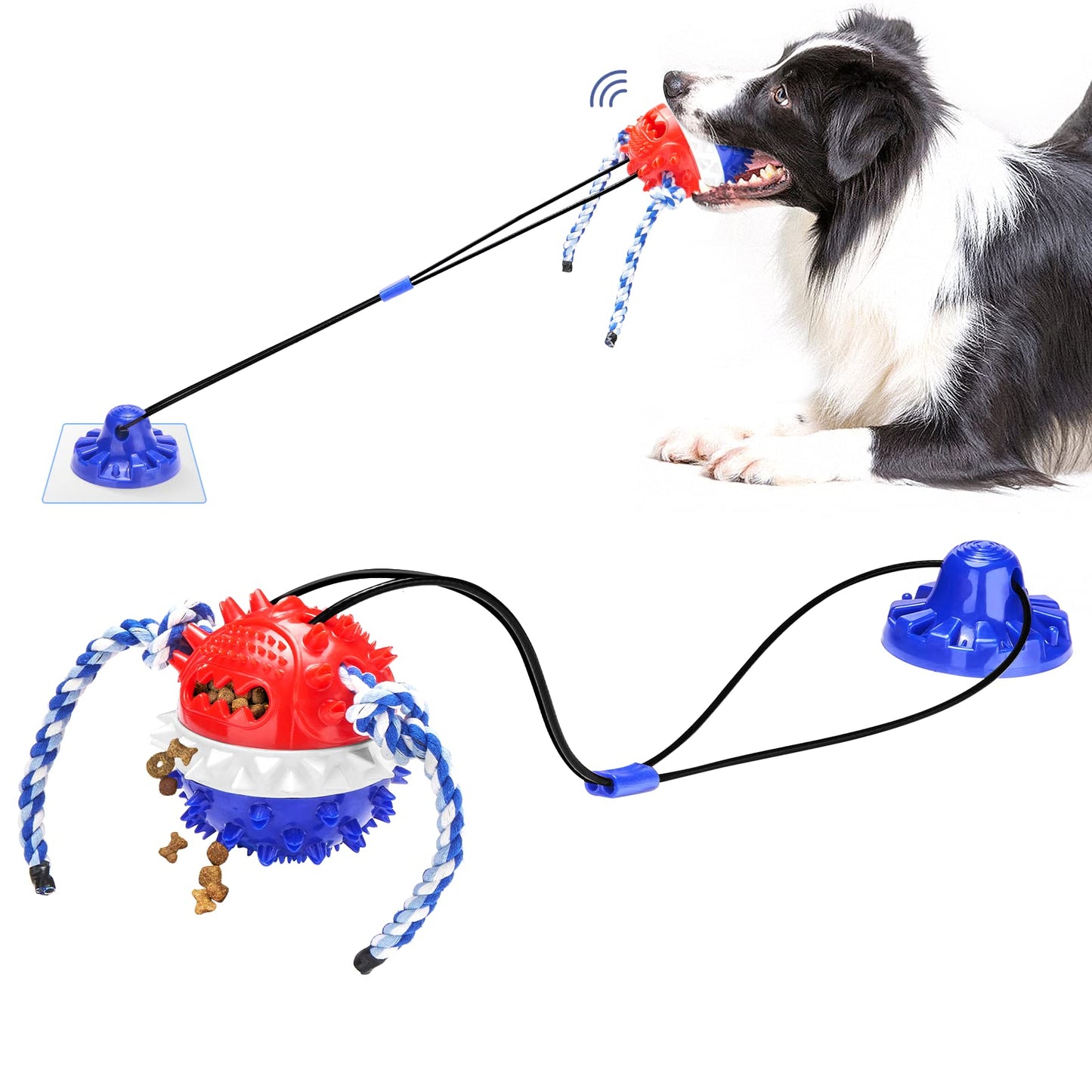 ULEFIX Interactive Dog Toys - Aggressive Chewer Suction Cup Tug of War, Indestructible Puzzle Toys & Treat Dispensing Ball for Dog Enrichment