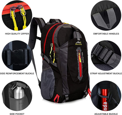 Besrina 40L Lightweight Hiking Backpack, Multi-functional Water-resistant Casual Camping Trekking Rucksack for Cycling Travel Climbing Mountaineer Outdoor Sport