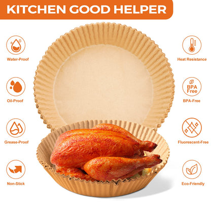 Air Fryer Paper Liners, 125Pcs Parchment Paper, Air Fryer Liners Disposable for Microwave, Non-Stick Air Fryer Liner Square Free of Bleach (8IN)