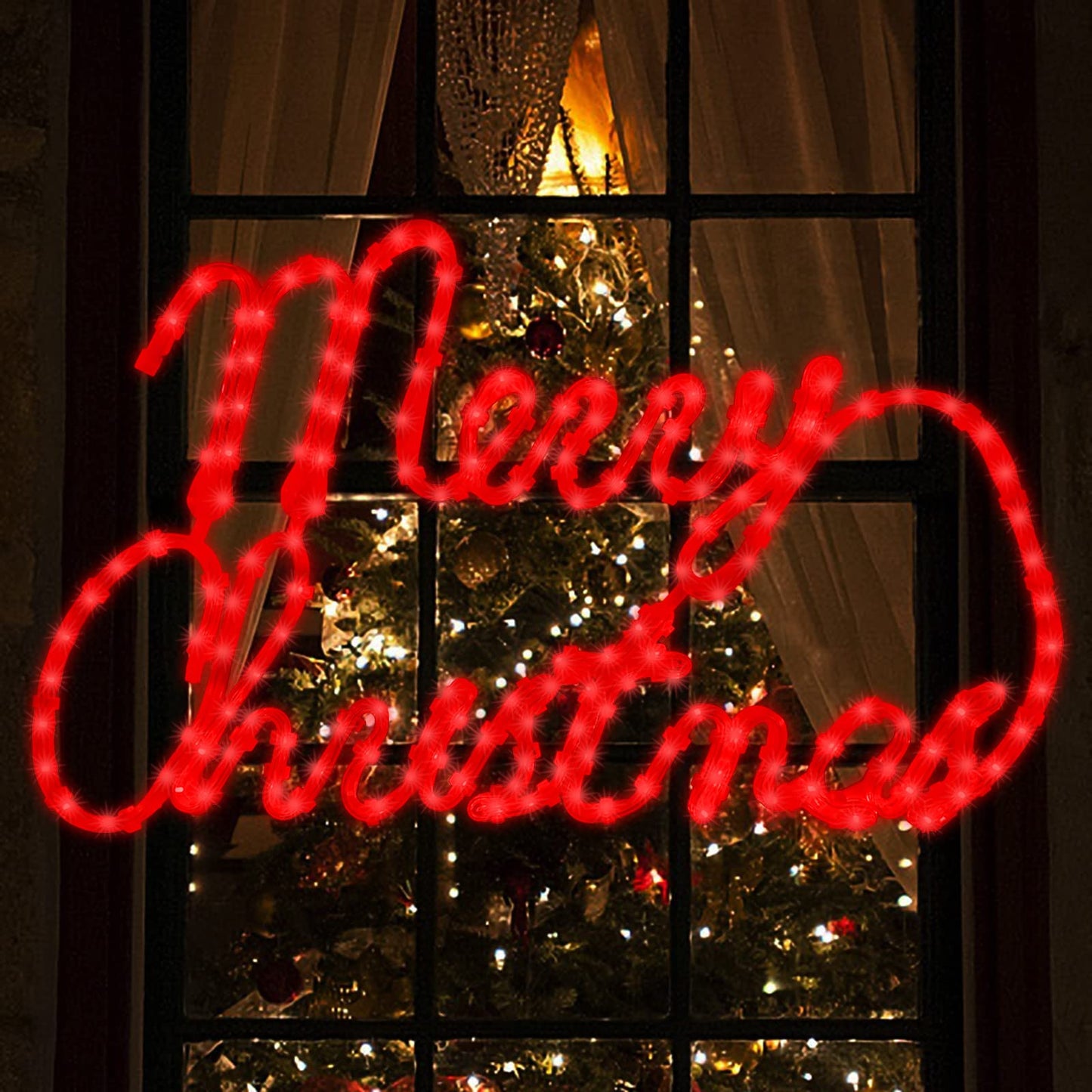 Xmasnova 24 Inch Christmas Window Silhouette Lights,Merry Christmas Window Silhouette Lights,Double Side Lamp Decoration for Holiday Indoor Wall Door Glass Decorations