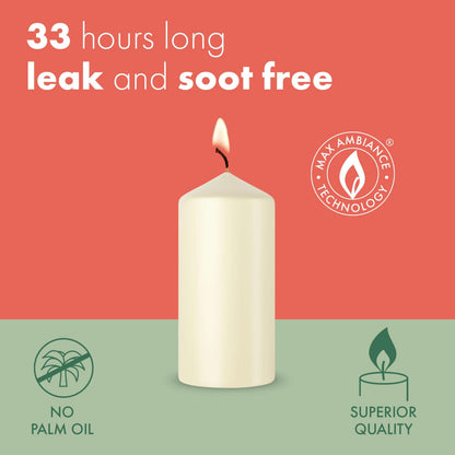 Bolsius Pillar Candles - White - 4-Pack - 4.7″ × 2.4″ - Decorative Household Candles - Long Burning Time of 33 Hours - Unscented - Includes Natural Vegan Wax - Without Palm Oil