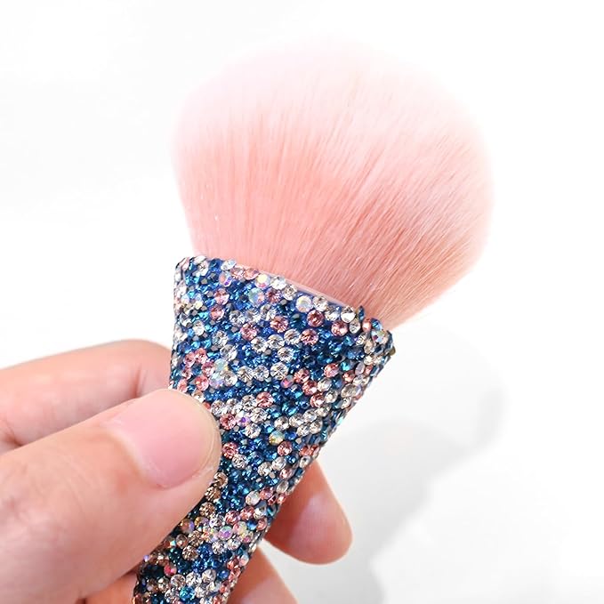 WOKOTO 1pcs Blue Shiny Rhinestone Nail Art Dust Brushes