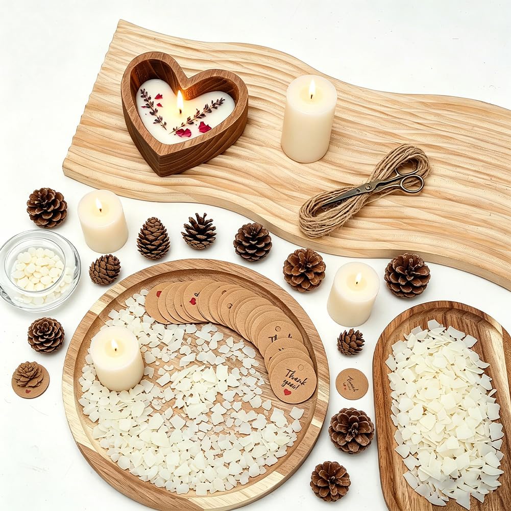 ACRNIGHEET 8 Sets Wood Heart Dough Bowls for Decor, Wood Candle Bowl, Wedding Favors for Guests Thank You Label Thoughtful Gift, Diy Energy Stone Bowl for Bridal Shower Birthday