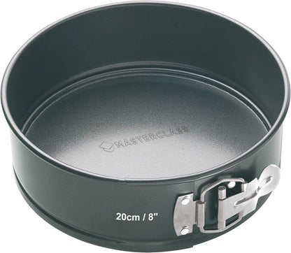 MasterClass 2 cm Springform Cake Tin with PTFE, PFOA and BPA Free Non Stick, Robust 1mm Thick Carbon Steel and Loose Base, 8 Inch Round Pan, Grey