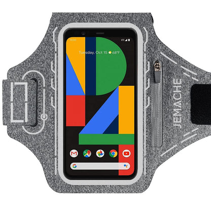 Pixel 10 9 Pro XL Armband, JEMACHE Gym Running Workouts Phone Arm Band for Google Pixel 10/9 Pro XL, 8/7/6 Pro with Earbuds Holder (Grey)