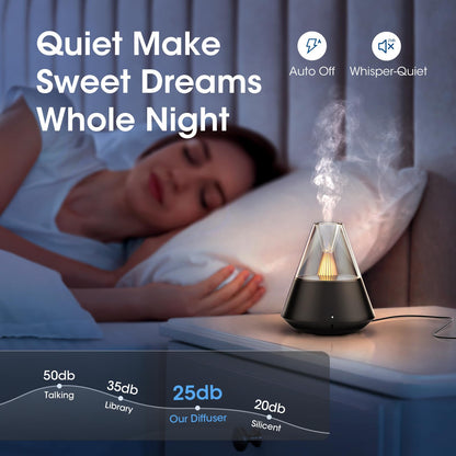 Essential Oil Diffuser, Modern Style Aromatherapy Aroma Diffusers with Candle Light, Fragrance Ultrasonic Cool Mist Humidifier, Remote Control, Auto Shut-Off, for Home Living Room Office