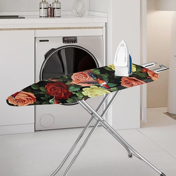 Rose Hummingbird Ironing Board Cover and Pad 15x54 Removable Padding Decorative