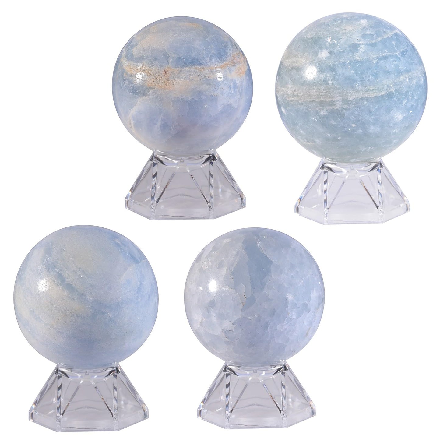 TUMBEELLUWA Blue Celestite Crystal Ball with Acrylic Stand, Decorative Sphere for Witchcraft Fortune Teller Home Decor, 50-60 mm